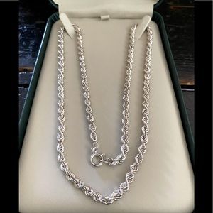 Sterling silver long rope necklace